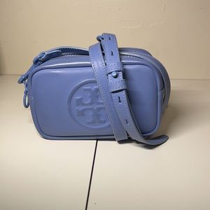 Tory Burch Blue Mini Bag with Embossed Logo